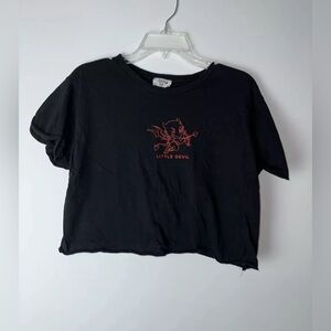 Local Lab Little Devil Short Sleeve Crop T-Shirt Size L  -Black-